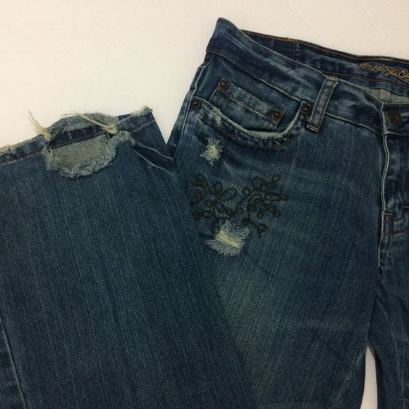 American Eagle Outfitters Denim - American Eagle Hipster Fit Bootcut Jeans Destroyed